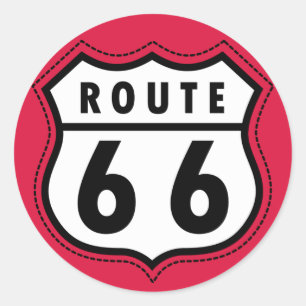 Sticker Rond Route Rouge 66