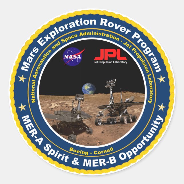 Sticker Rond Rovers d'exploration Mars : Esprit et opportunité (Devant)