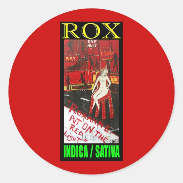 STICKER ROND ROX INDICA SATIVA (Devant)