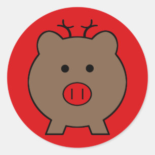 Sticker Rond Roy le cochon de Noël