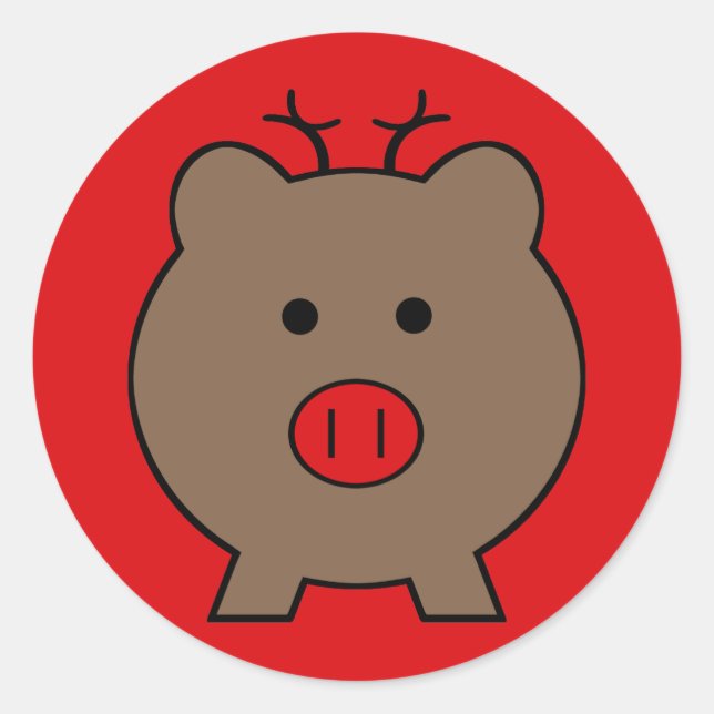Sticker Rond Roy le cochon de Noël (Devant)