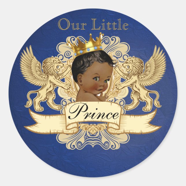 Sticker Rond Royal African Prince| Bleu & Or| Élégant (Devant)