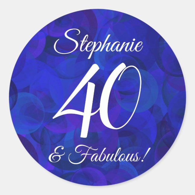 Sticker Rond Royal Blue 40 et Fabuleux Anniversaire Favor (Devant)