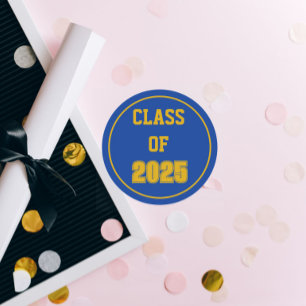 Sticker Rond Royal Blue and Gold School Classe Année