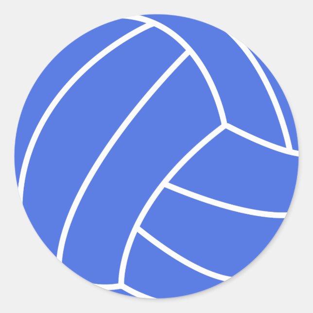 Sticker Rond Royal Blue and White Volleyball (Devant)