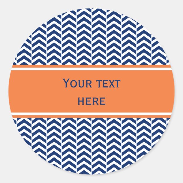 Sticker Rond Royal Blue avec Motif Chevron orange (Devant)