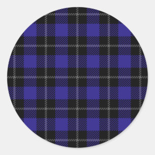 Sticker Rond Royal Blue Black Plaid