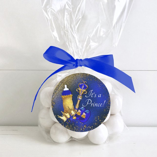 Sticker Rond Royal Blue Gold Prince Baby shower (Créateur téléchargé)