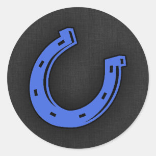 Sticker Rond Royal Blue Horseshoe