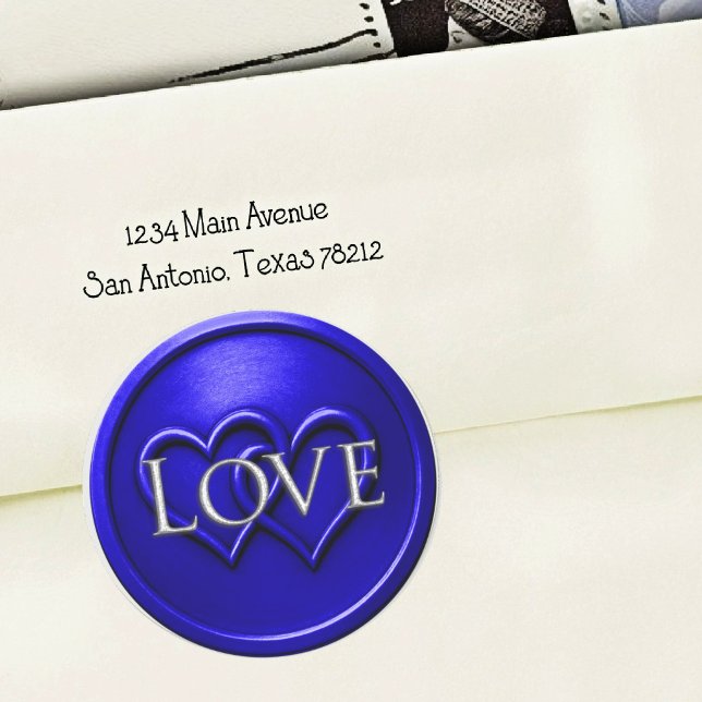 Sticker Rond Royal Blue Two Hearts Intertwined Wedding (Créateur téléchargé)