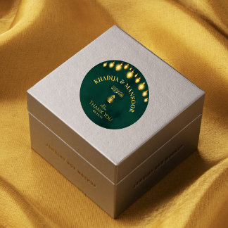 Sticker Rond Royal Emerald Green Gold Mariage islamique Merci
