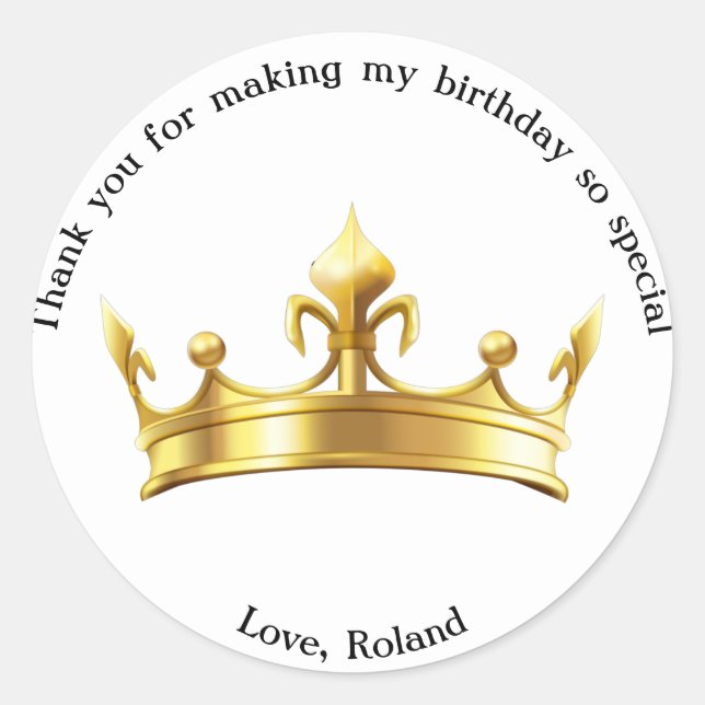 Sticker Rond Royal Golden Crown fête d'anniversaire (Devant)