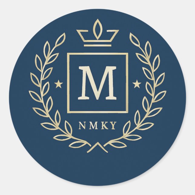 Sticker Rond "Royal NMKY Emblem – Monogram M Crest Design" (Devant)