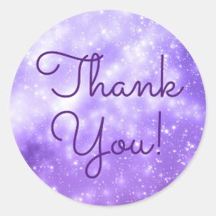 Sticker Rond Royal Purple and White Stars Merci céleste