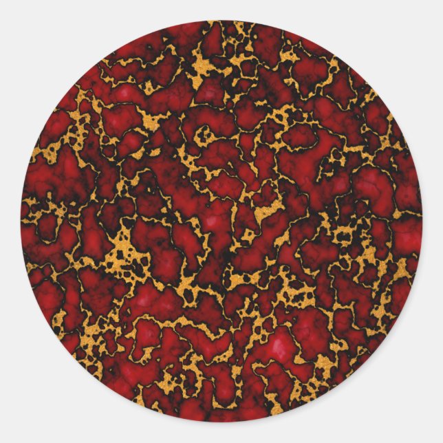 Sticker Rond Royal Ruby Red et or Marble Texture Design (Devant)