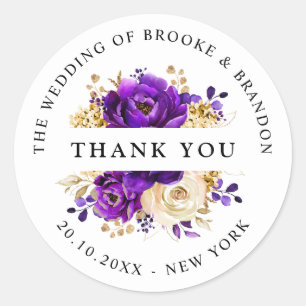 Sticker Rond Royal violet violet or Merci botanique
