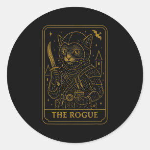 Sticker Rond Rpg Gamer Rogue D20 Dice Nerdy Geek Chat Hommes Fe