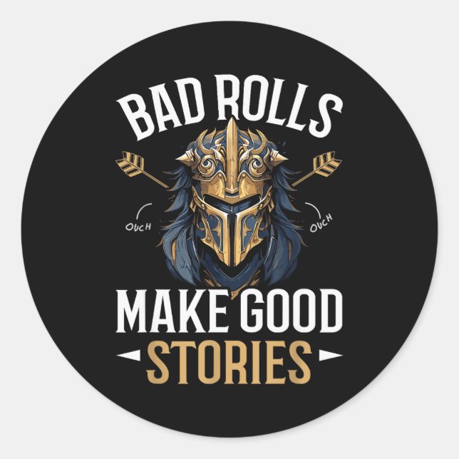 Sticker Rond Rpg Gaming Role Playing D20 Tabletop Games Funny R (Devant)