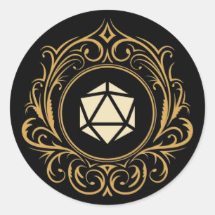 Sticker Rond RPG tablette D20 vintage