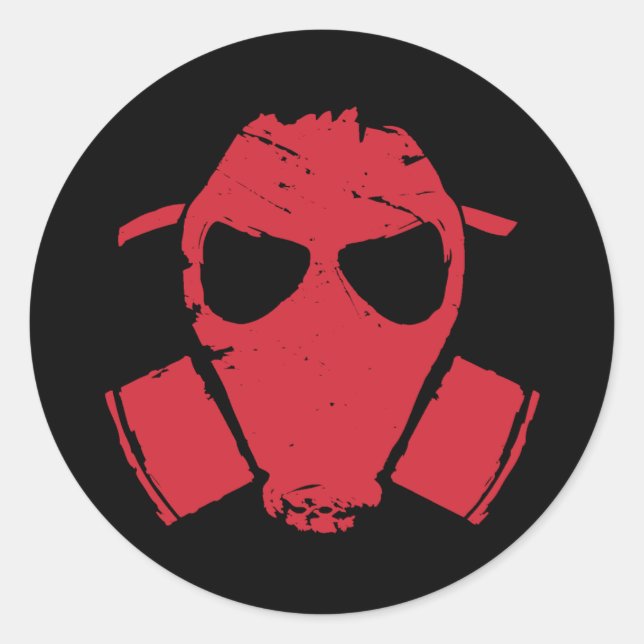 Sticker Rond rrc - masque à gaz rouge (Devant)