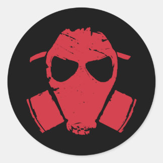 Sticker Rond rrc - masque à gaz rouge