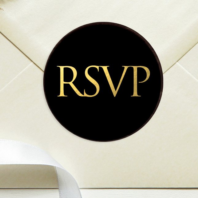 Sticker Rond RSVP Black et Faux Gold Foil (Créateur téléchargé)