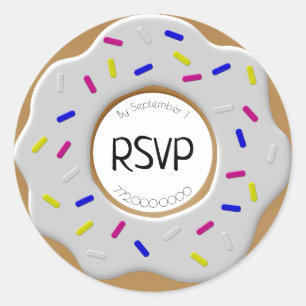 Sticker Rond RSVP Sceau d'enveloppe blanc vanille et arrosage