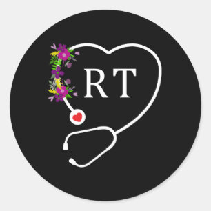 Sticker Rond Rt Thérapiste Des Poumons Respiratoires Stethoscop