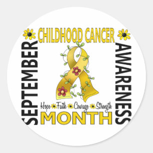 Sticker Rond Ruban 4 de fleur de mois de conscience de Cancer