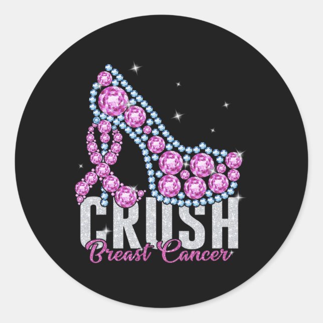Sticker Rond Ruban à bille pour cancer du sein broyé (Devant)