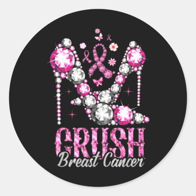 Sticker Rond Ruban à talons élevés pour le cancer de la poitrin (Devant)