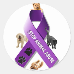 Sticker Rond Ruban animal de conscience d'abus