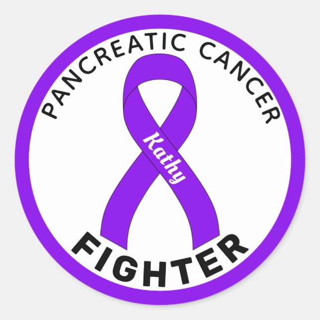 Sticker Rond Ruban blanc de lutte contre le cancer du pancréas (Devant)