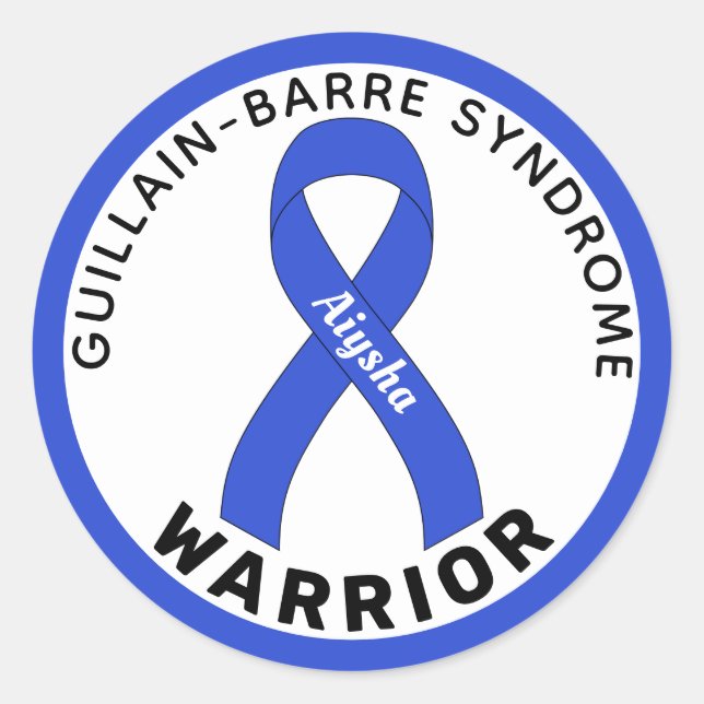 Sticker Rond Ruban blanc guillain-barre du guerrier du syndrome (Devant)