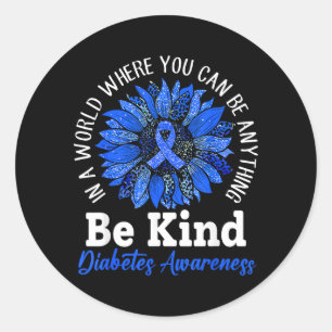 Sticker Rond Ruban Bleu Soyez Gentil T1D Diabète de Type 1