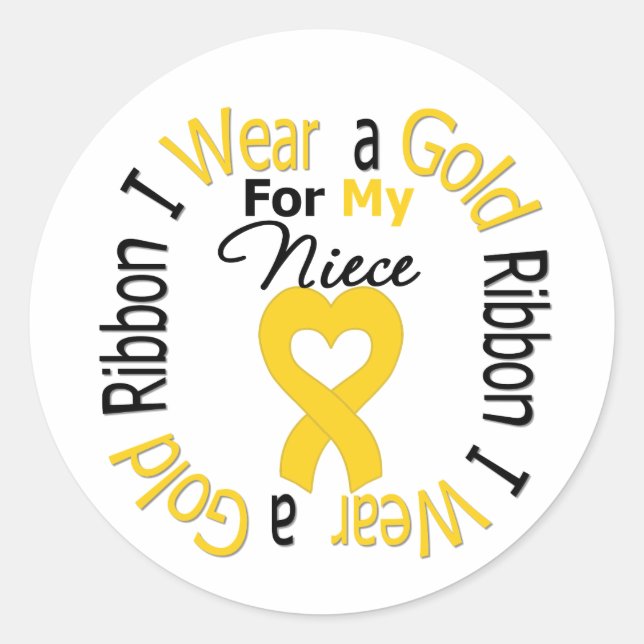 Sticker Rond Ruban Cancer De L'Enfance Pour Ma Nièce (Devant)