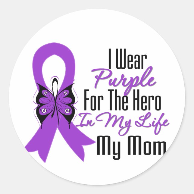 Sticker Rond Ruban cancer pancréatique Mon héros Ma maman (Devant)
