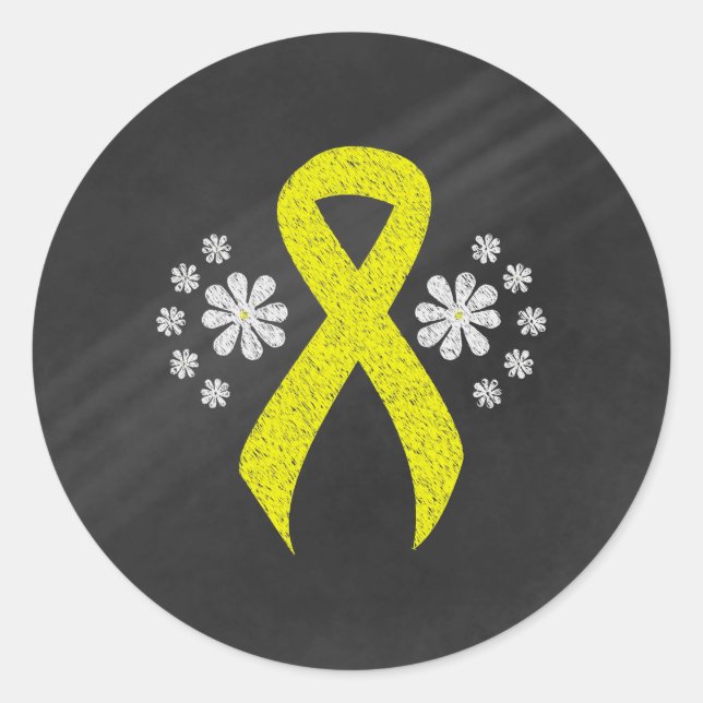 Sticker Rond Ruban Chalkboard Yellow Awareness (Devant)