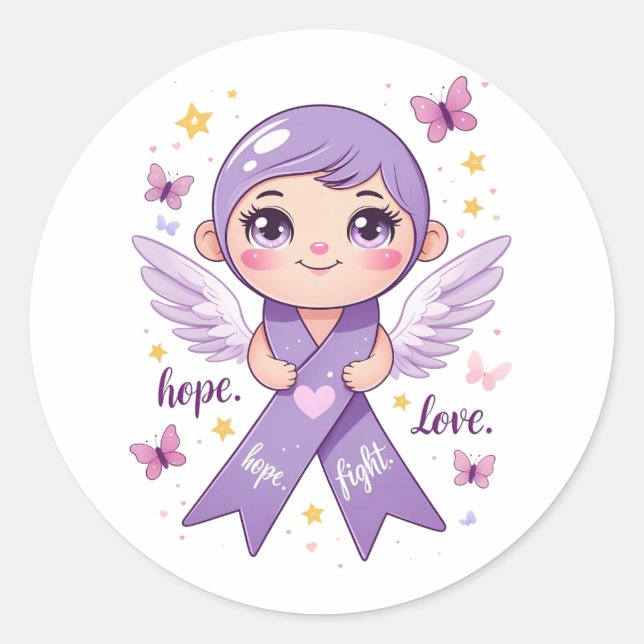 Sticker Rond Ruban d'amour violet (Devant)