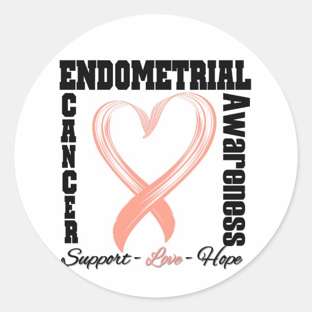 Sticker Rond Ruban de coeur balayé par conscience de cancer du (Devant)