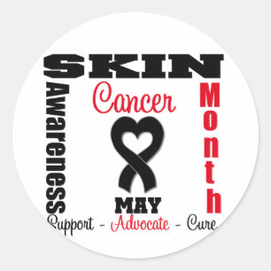 Sticker Rond Ruban de coeur de mois de conscience de cancer de