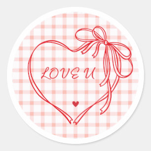 Sticker Rond “Ruban de cœur Je t'aime”