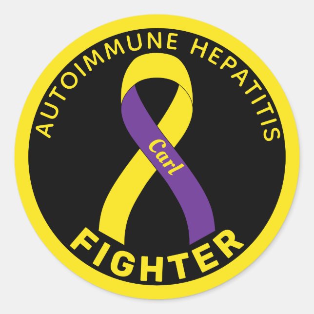 Sticker Rond Ruban de combat contre l'hépatite auto-immune Noir (Devant)
