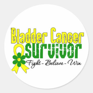Sticker Rond Ruban de fleur de survivant de cancer de la vessie