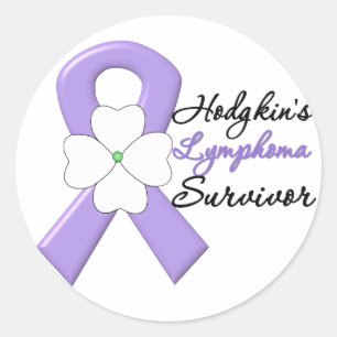 Sticker Rond Ruban de fleur de survivant de lymphogranulomatose