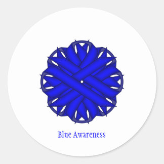 Sticker Rond Ruban de fleurs bleues par Kenneth Yoncich
