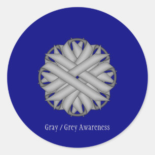 Sticker Rond Ruban de fleurs grises par Kenneth Yoncich