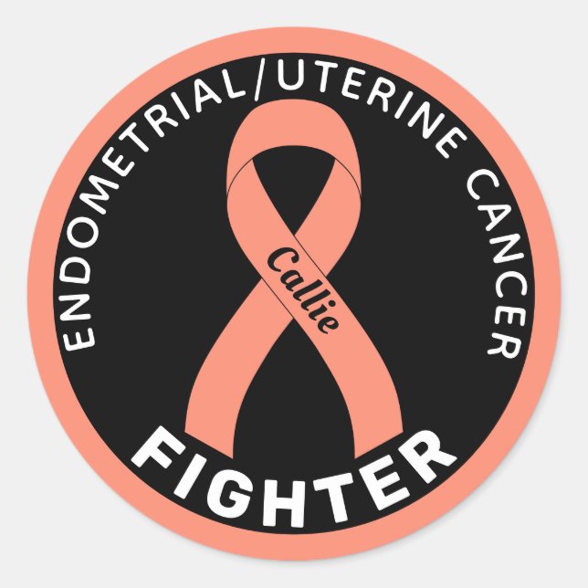 Sticker Rond Ruban de lutte contre le cancer de l'endométrie/ut (Devant)