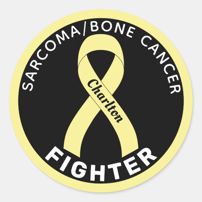 Sticker Rond Ruban de lutte contre le cancer du sarcome/os Noir (Devant)