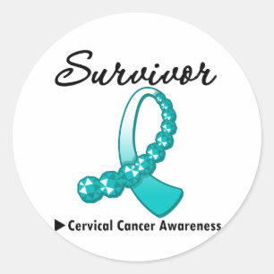 Sticker Rond Ruban de pierre gemme de survivant de cancer du